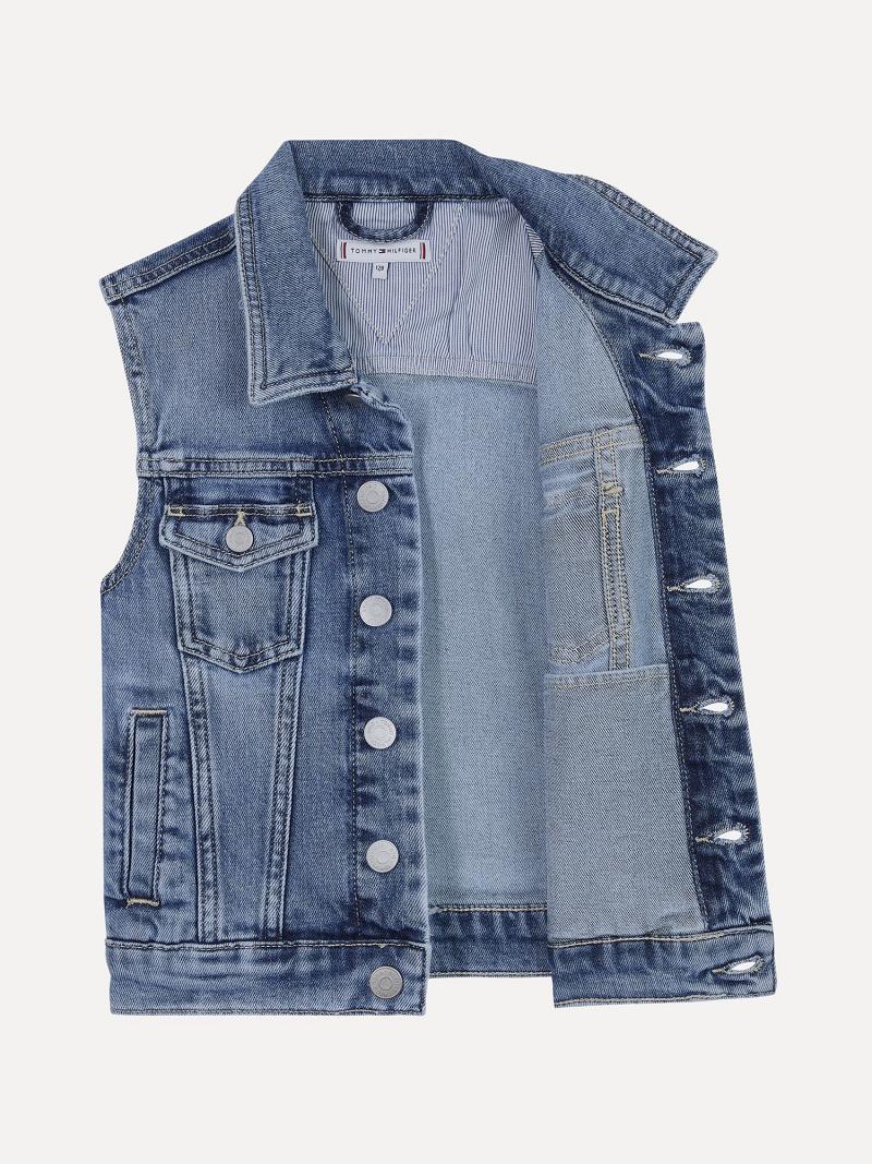 Lány Tommy Hilfiger Denim Vest Kabát Kék | HU 1795CTV